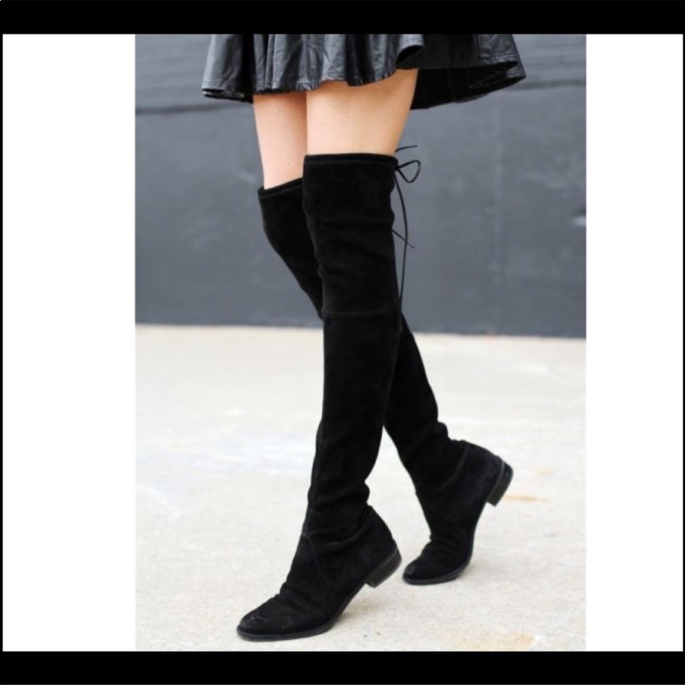 Stuart Weitzman Lowland Black Stretch Suede Boot